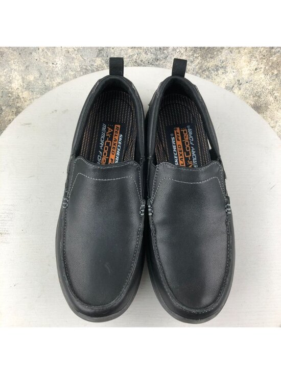 Skechers Men\'s Size 9.5 Harper Forde Black Leather Relaxed Slip On Loafers 56298 main image 9